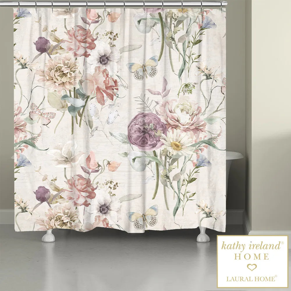 kathy ireland® HOME Scattered Wildflowers Shower Curtain