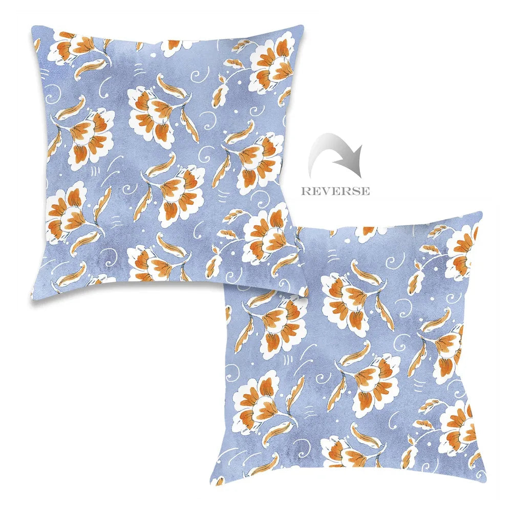 kathy ireland® HOME Spanish Botanica Light Blue Outdoor Decorative Pillow