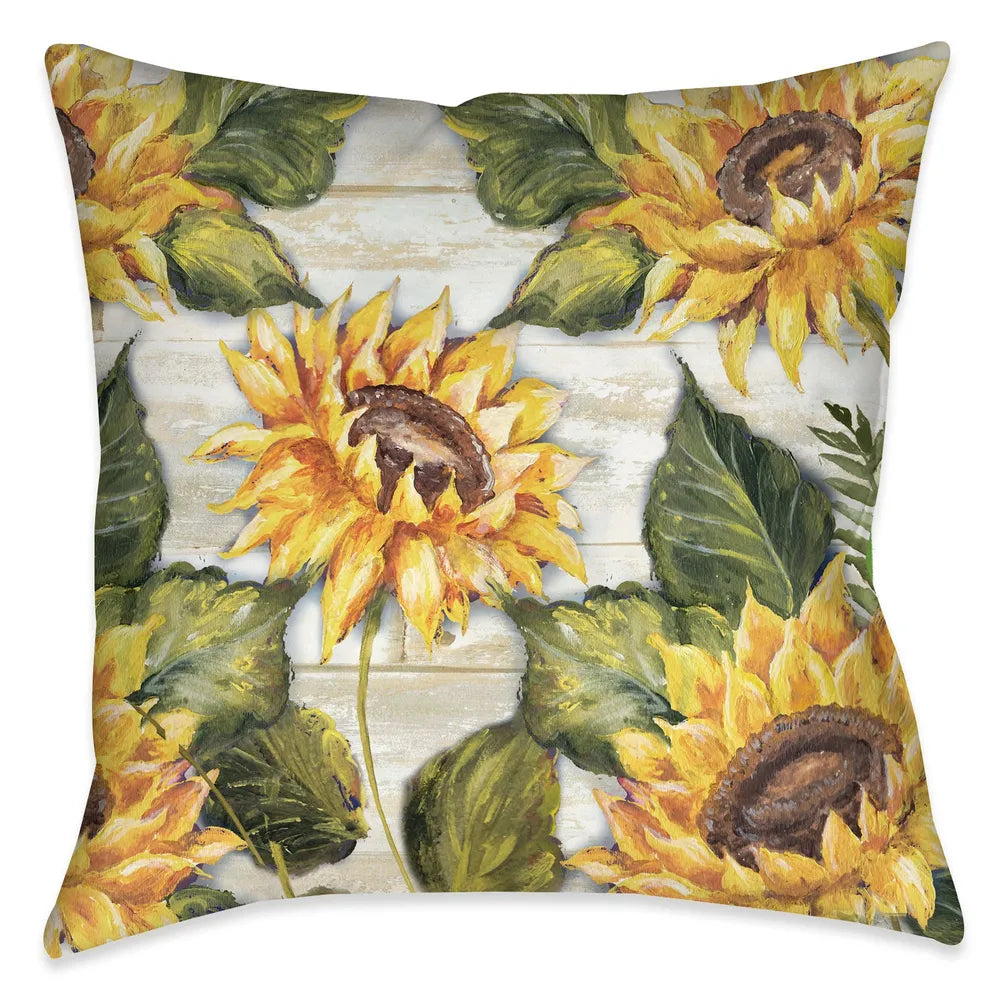 Sunflowers On Shiplap Indoor Decorative Pillow