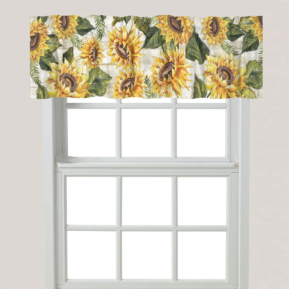 Sunflowers on Shiplap Window Valance