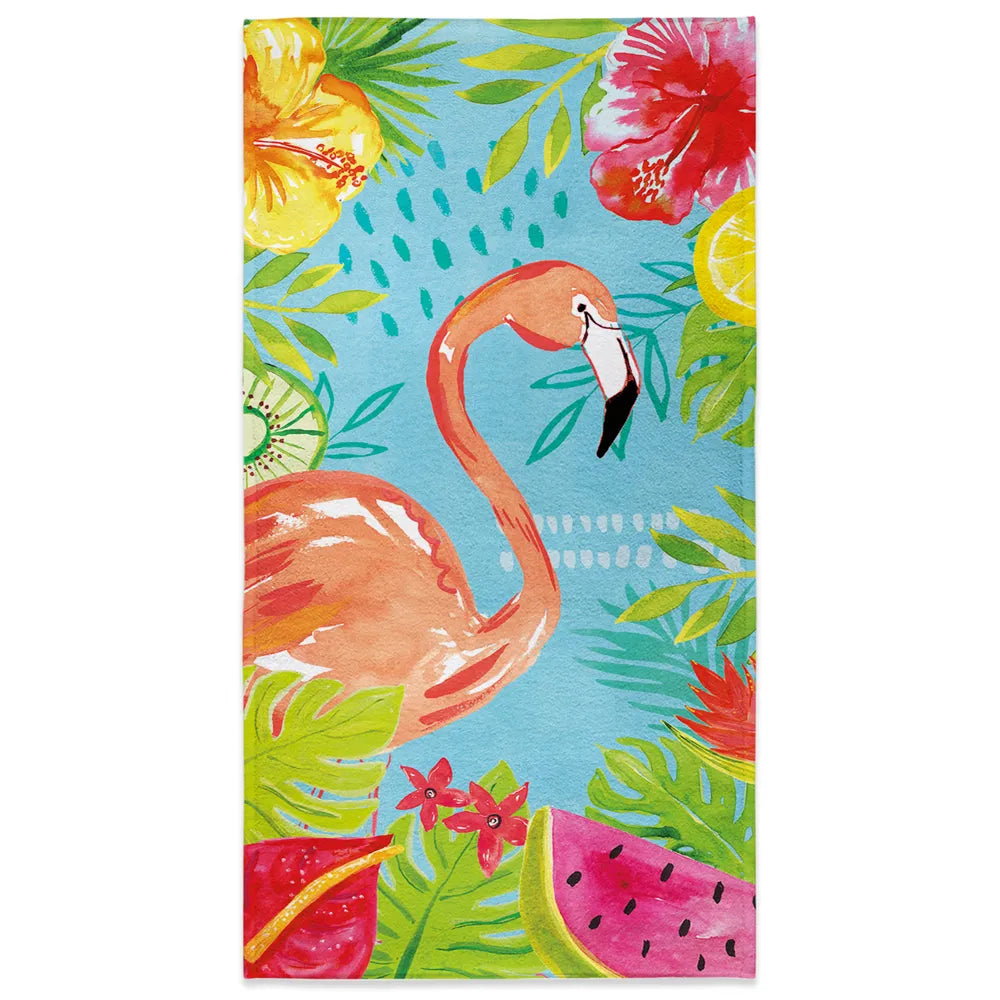 Tutti Fruity Flamingo Beach Towel