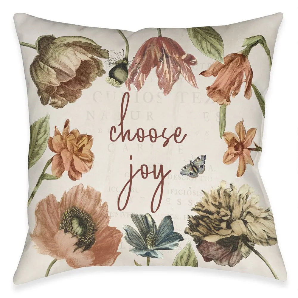Vintage Bloom Joy Outdoor Decorative Pillow