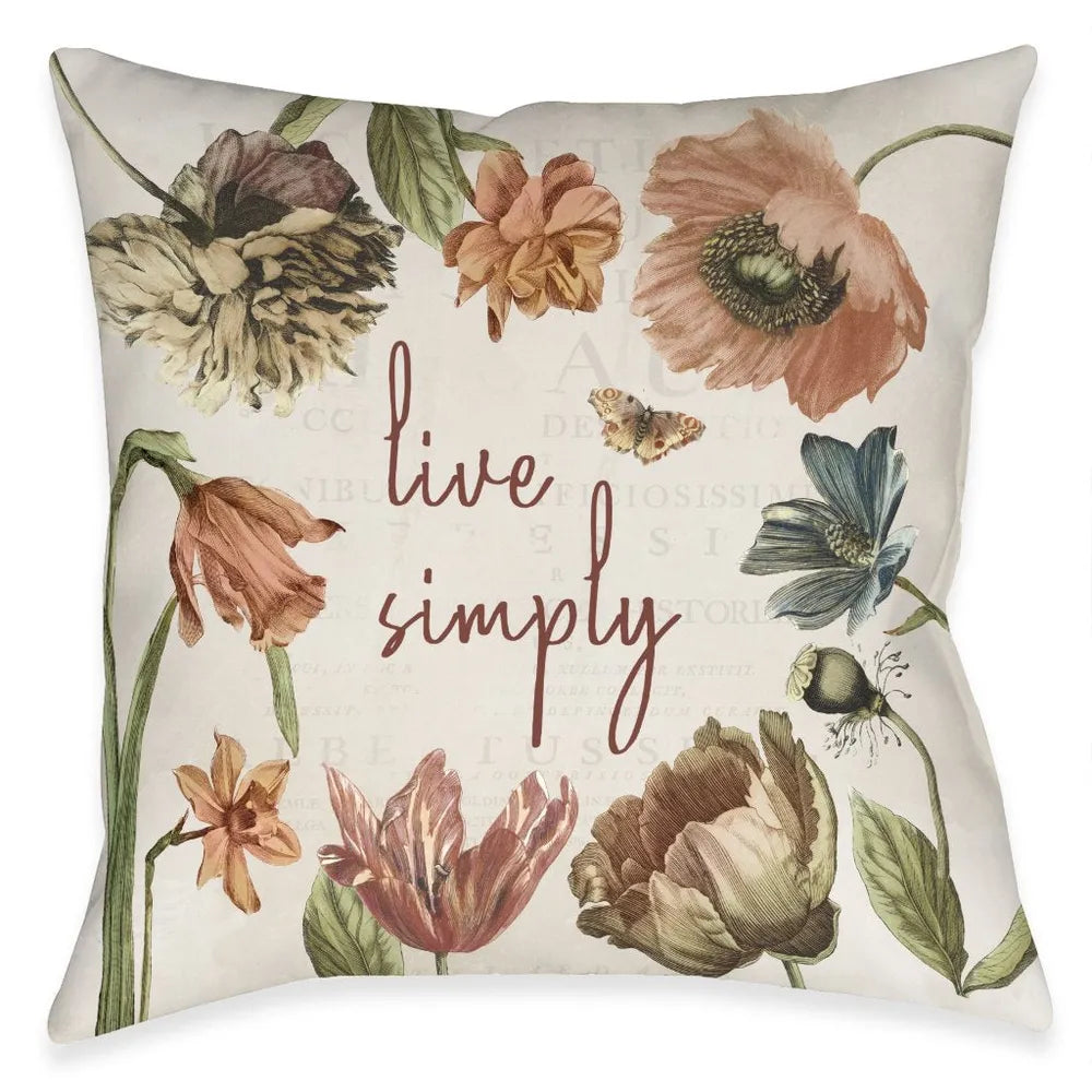 Vintage Bloom Simply Outdoor Decorative Pillow