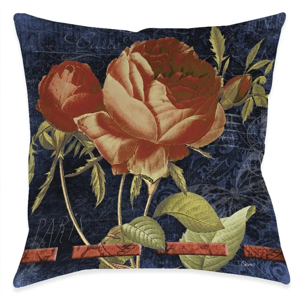 Vintage Floral Parisian Bloom Outdoor Decorative Pillow
