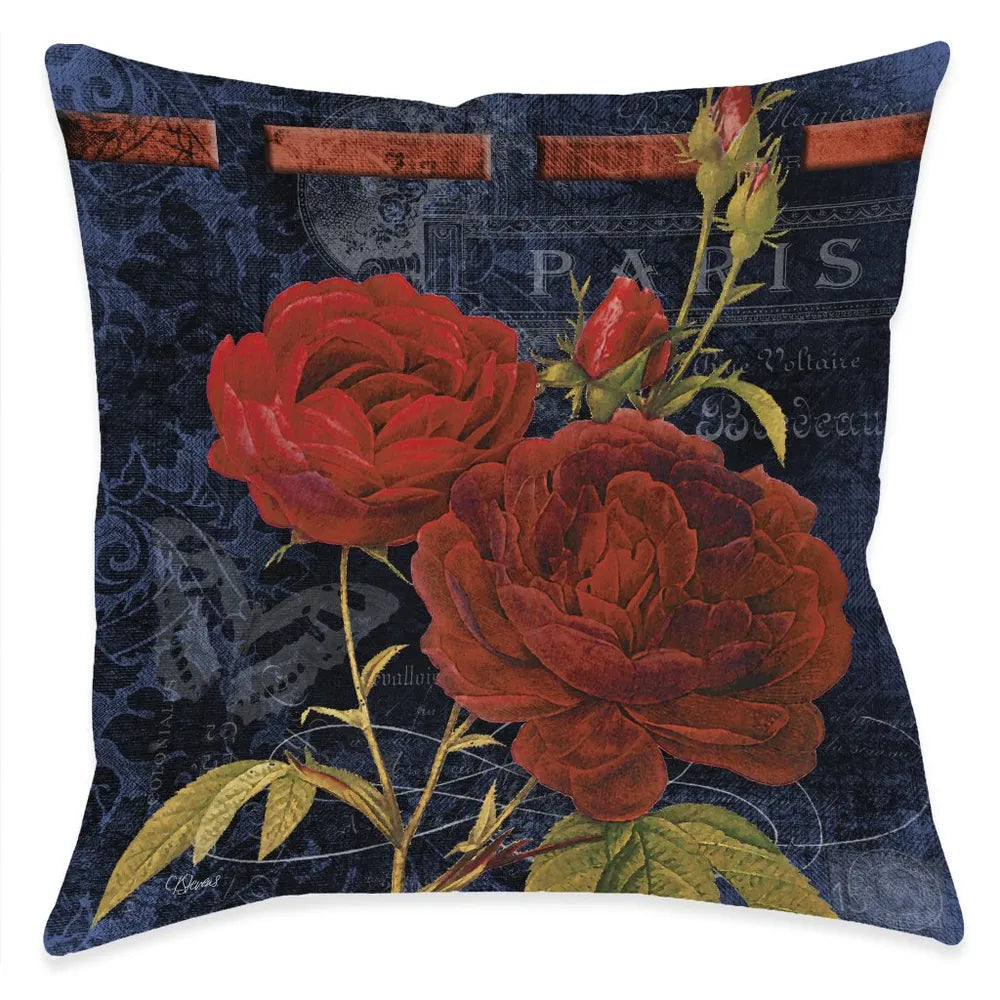 Vintage Floral Parisian Garden Outdoor Decorative Pillow