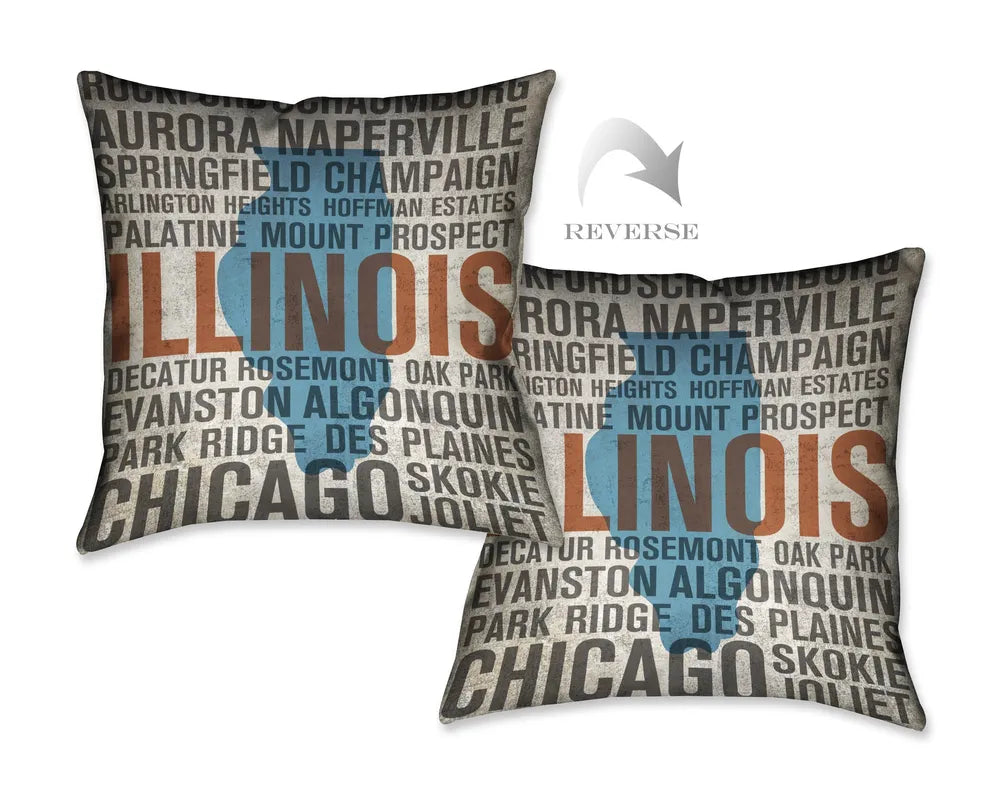 States - Illinois Indoor Decorative Pillow 
