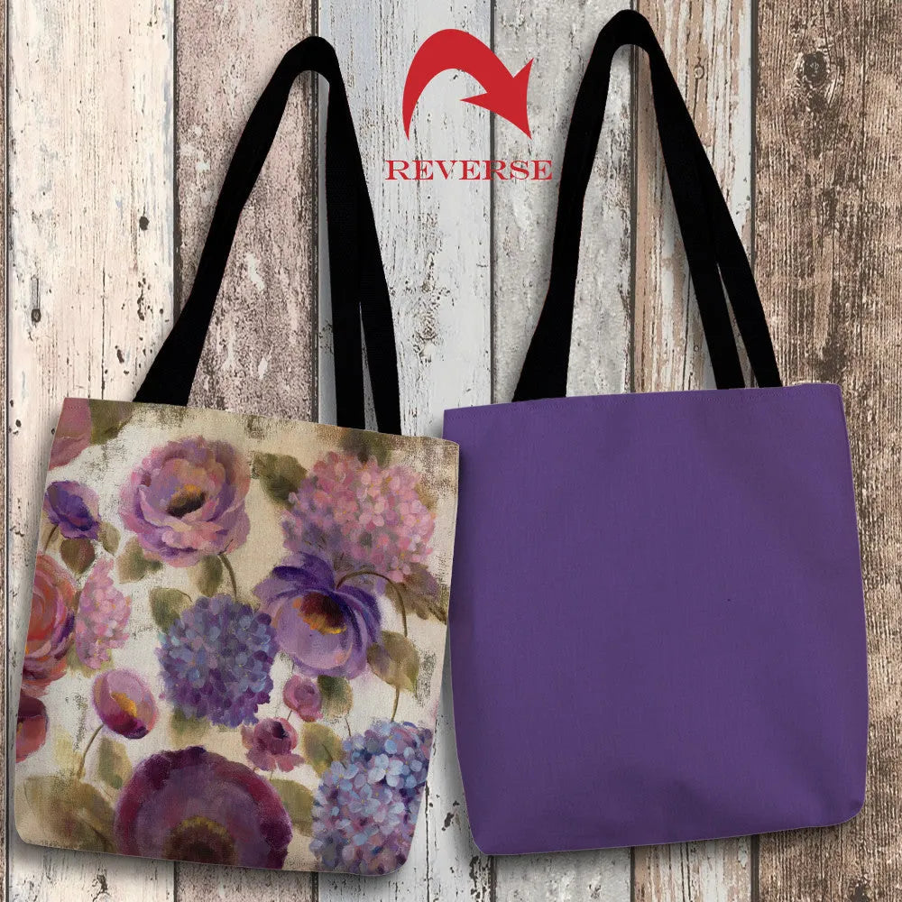 Blue and Purple Flower Song III Canvas Tote Bag 
