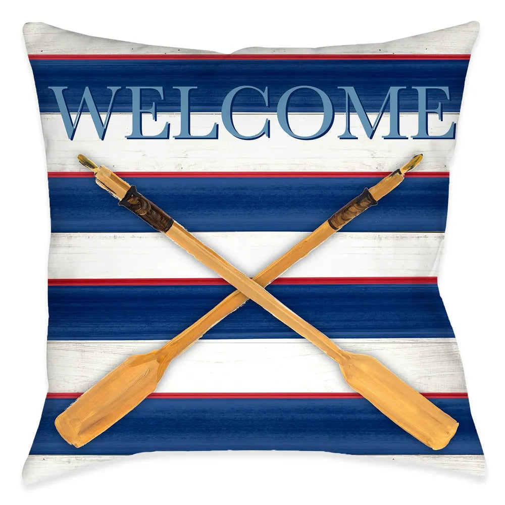 Welcome Oars Outdoor Decorative Pillow