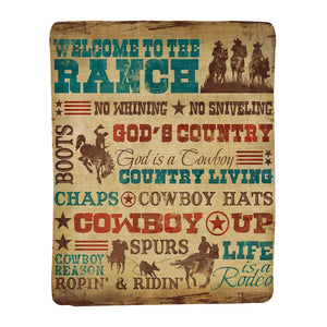 Welcome to the Ranch Sherpa Throw Blanket 