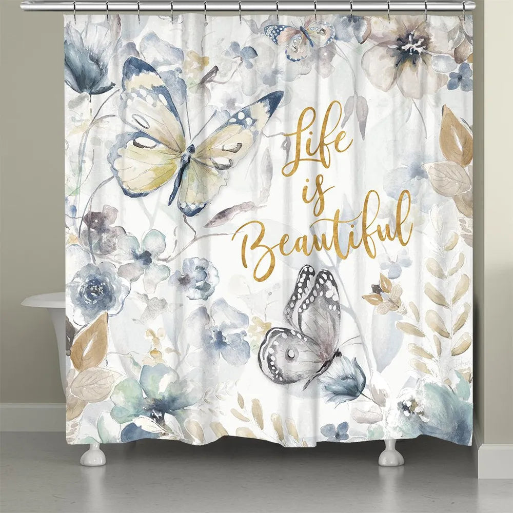 Wildflower Butterfly Field Shower Curtain