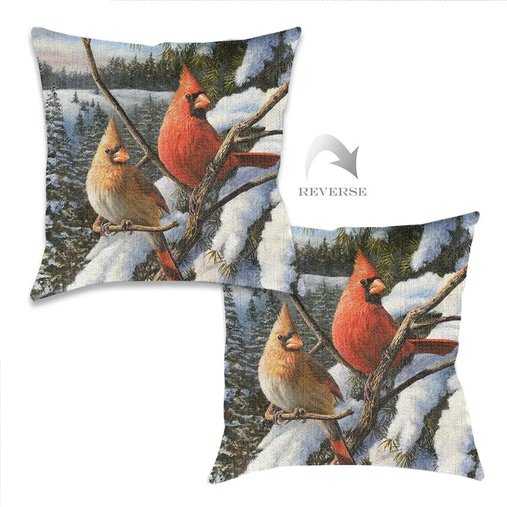 Winter Cardinal Indoor Woven Decorative Pillow