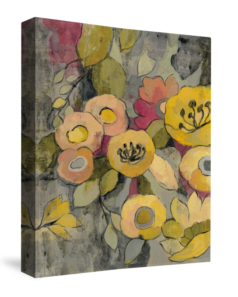 Yellow Floral Duo II Canvas Wall Art 