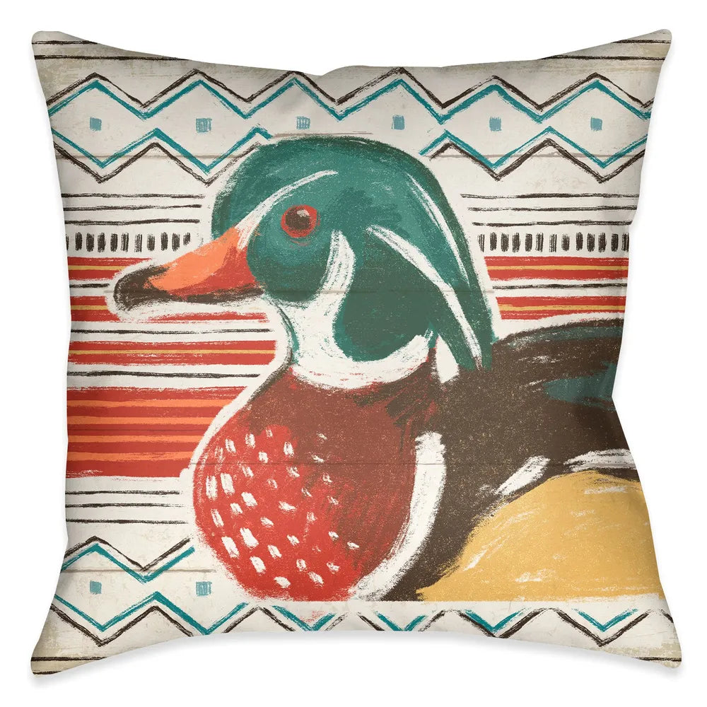 Colorful Duck II Outdoor Decorative Pillow
