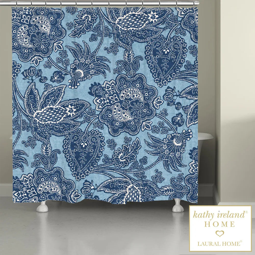 kathy ireland® HOME Blue Jean Floral Shower Curtain