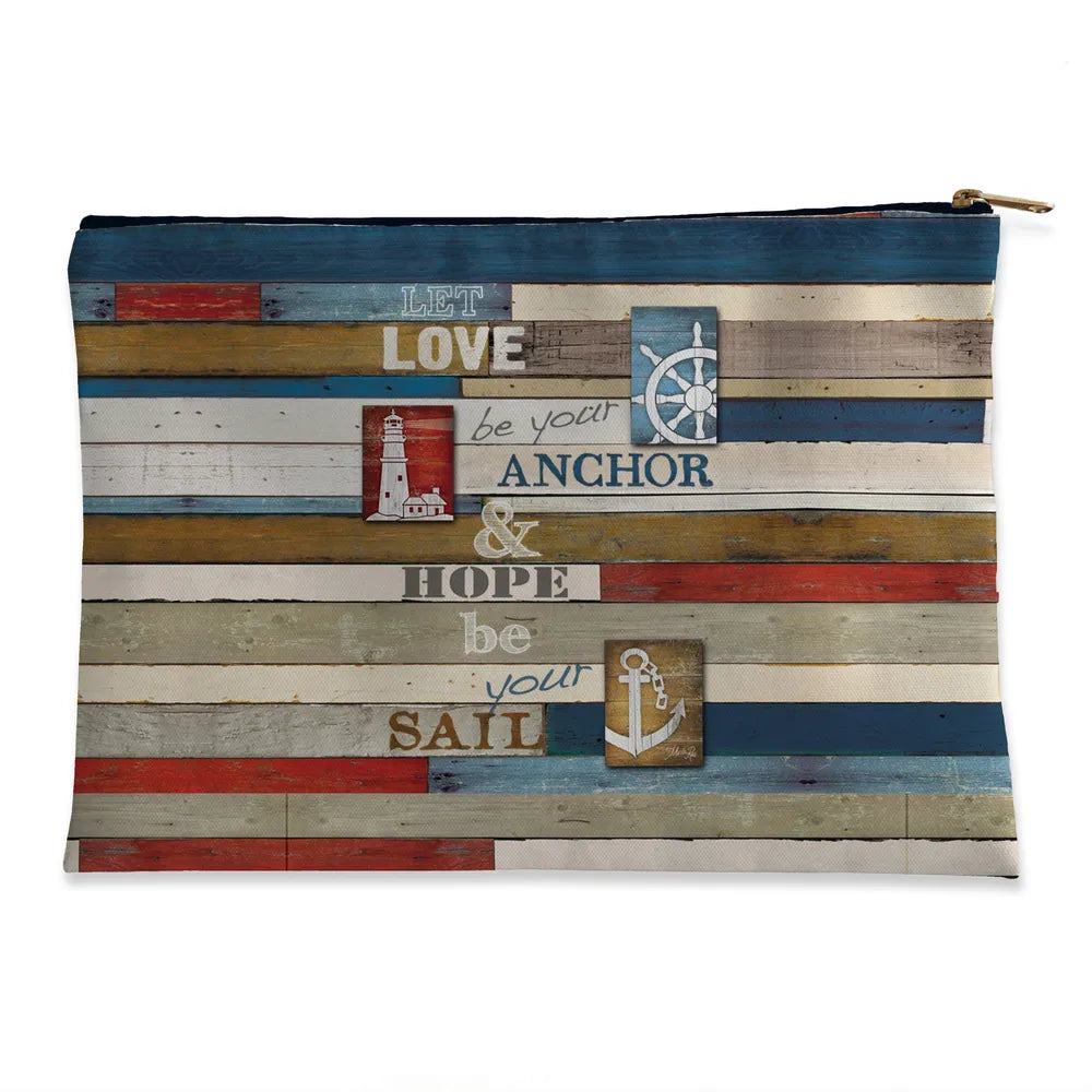 Nautical Anchor Inspiration Flat Accessory Pouch