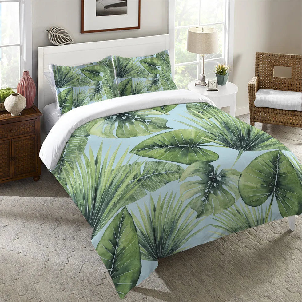 Tropical Palm Tree Leaves Duvet Cover