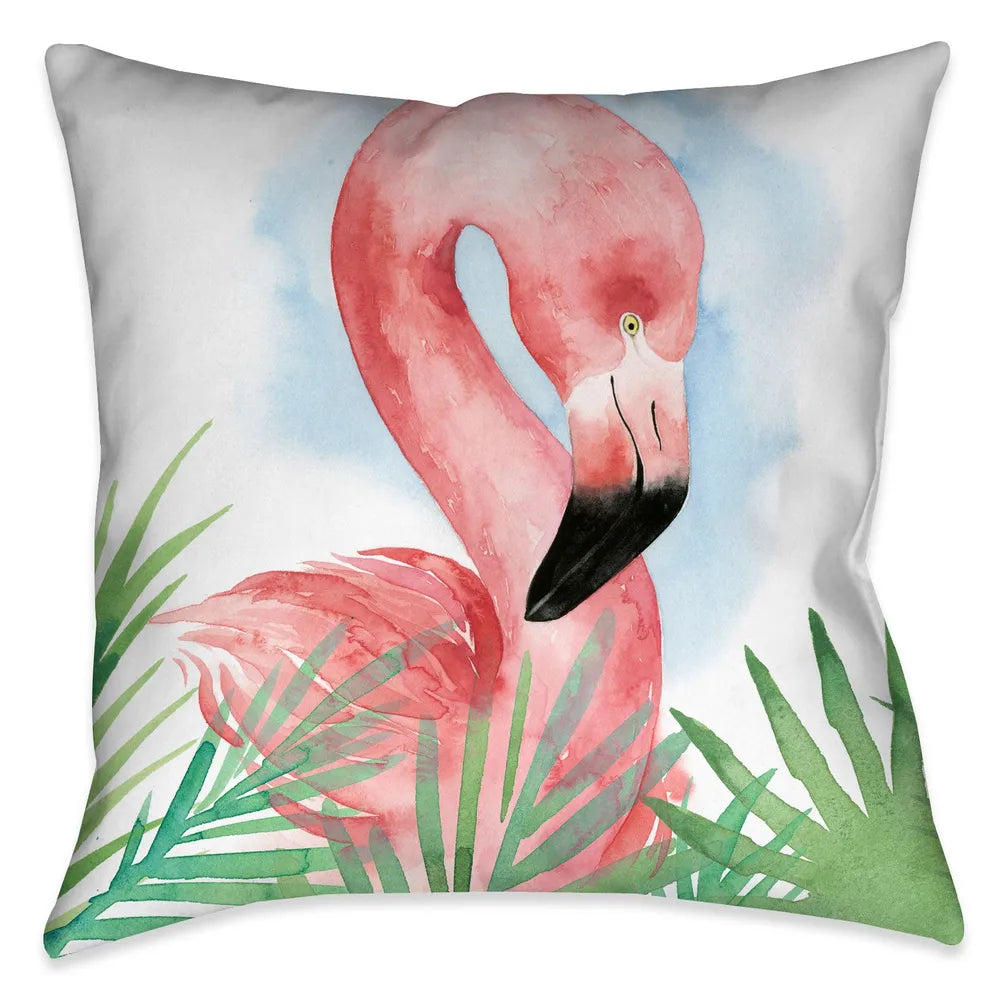 This whimsical Watercolor Flamingo Outdoor Decorative Pillow carries a fun summertime essence. This pillow design would make a great addition for any outdoor space!
