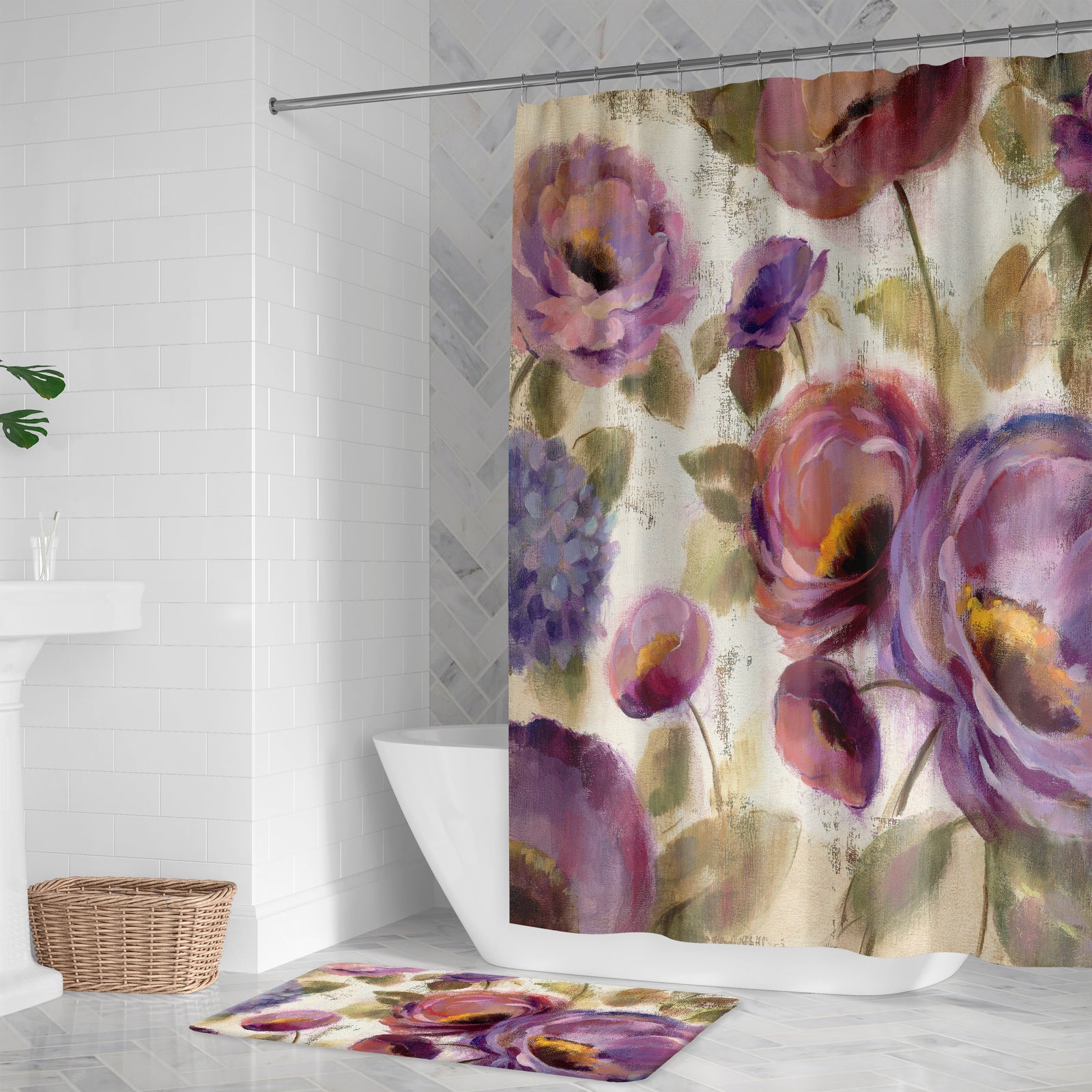 Purple Floral Garden Shower Curtain