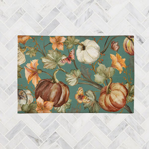 Autumn Vines Dusty Teal Chenille Area Rug