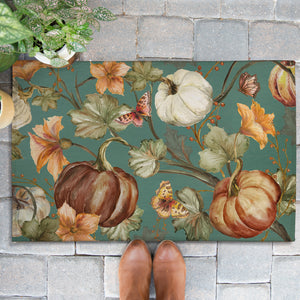 Autumn Vines Dusty Teal Outdoor Doormat