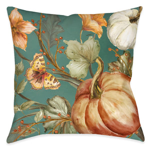 Autumn Vines Dusty Teal Decorative Pillow