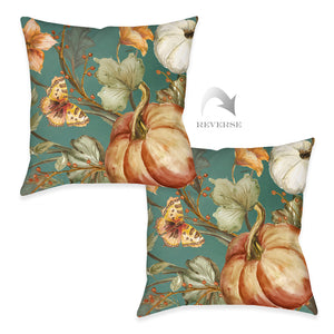 Autumn Vines Dusty Teal Decorative Pillow