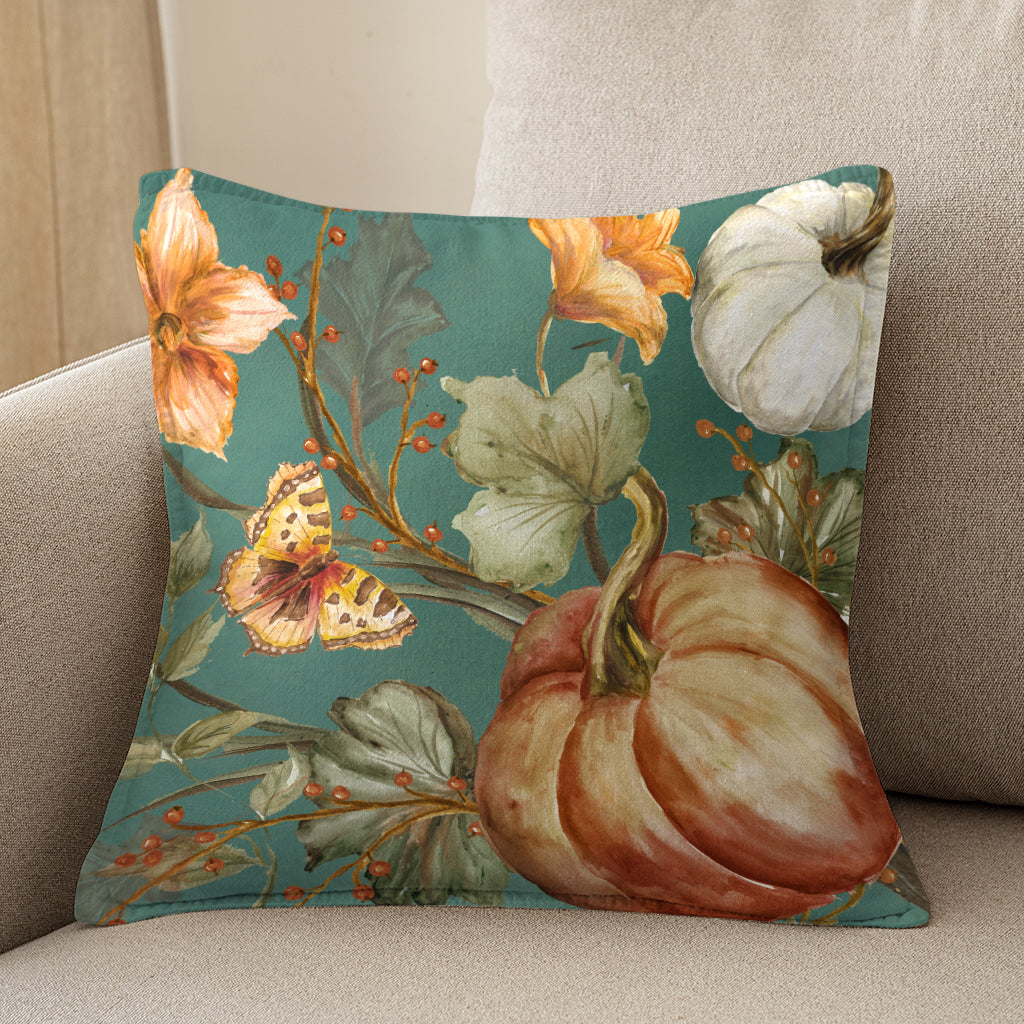 Autumn Vines Dusty Teal Decorative Pillow