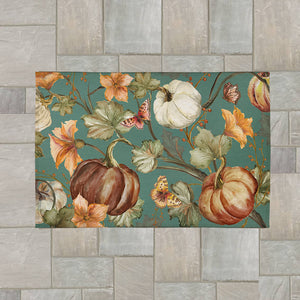 Autumn Vines Dusty Teal Outdoor Area Rug
