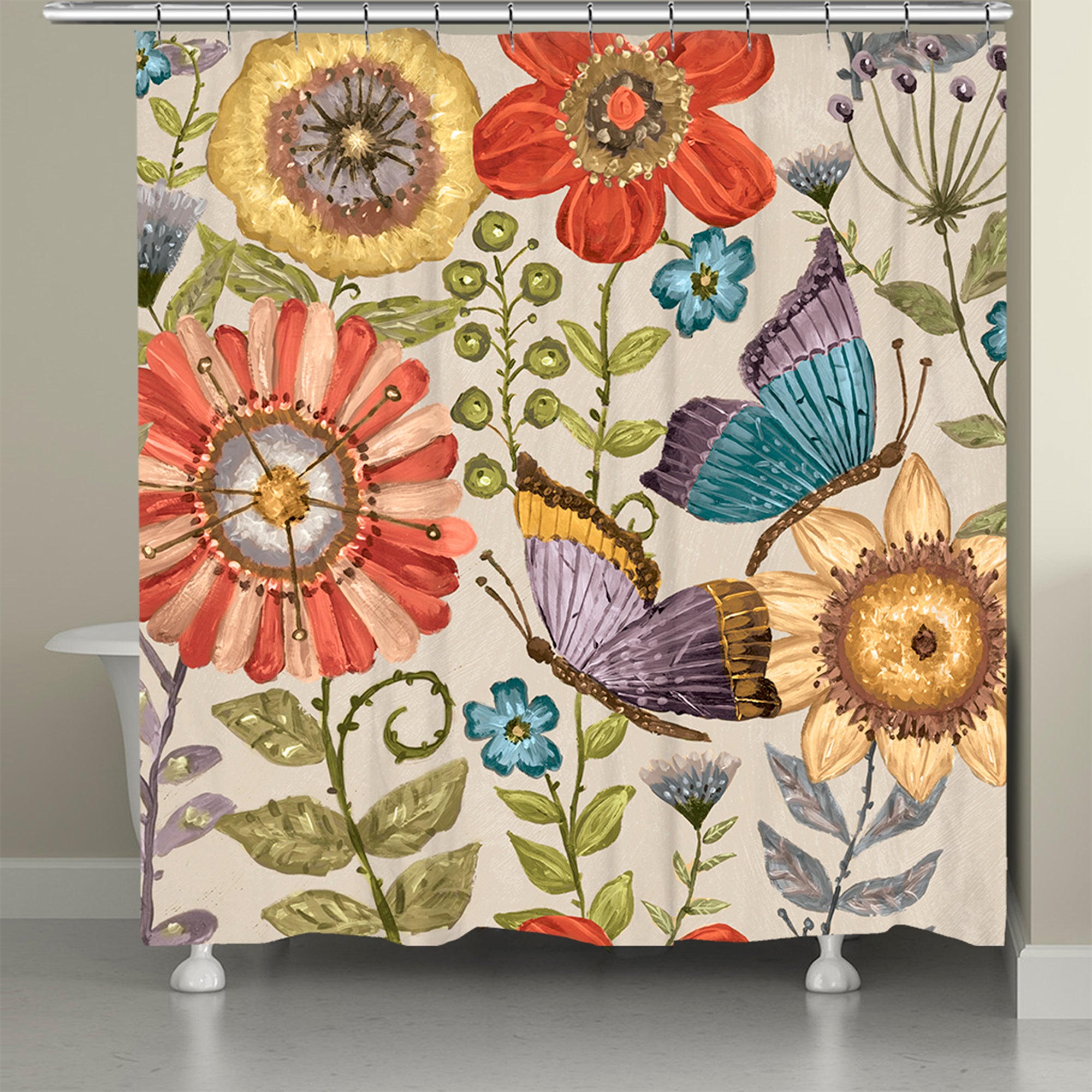 Boho Butterfly Garden Shower Curtain