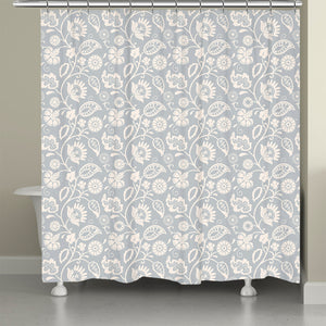kathy ireland® HOME Bellini Floral Scroll Light Gray Shower Curtain