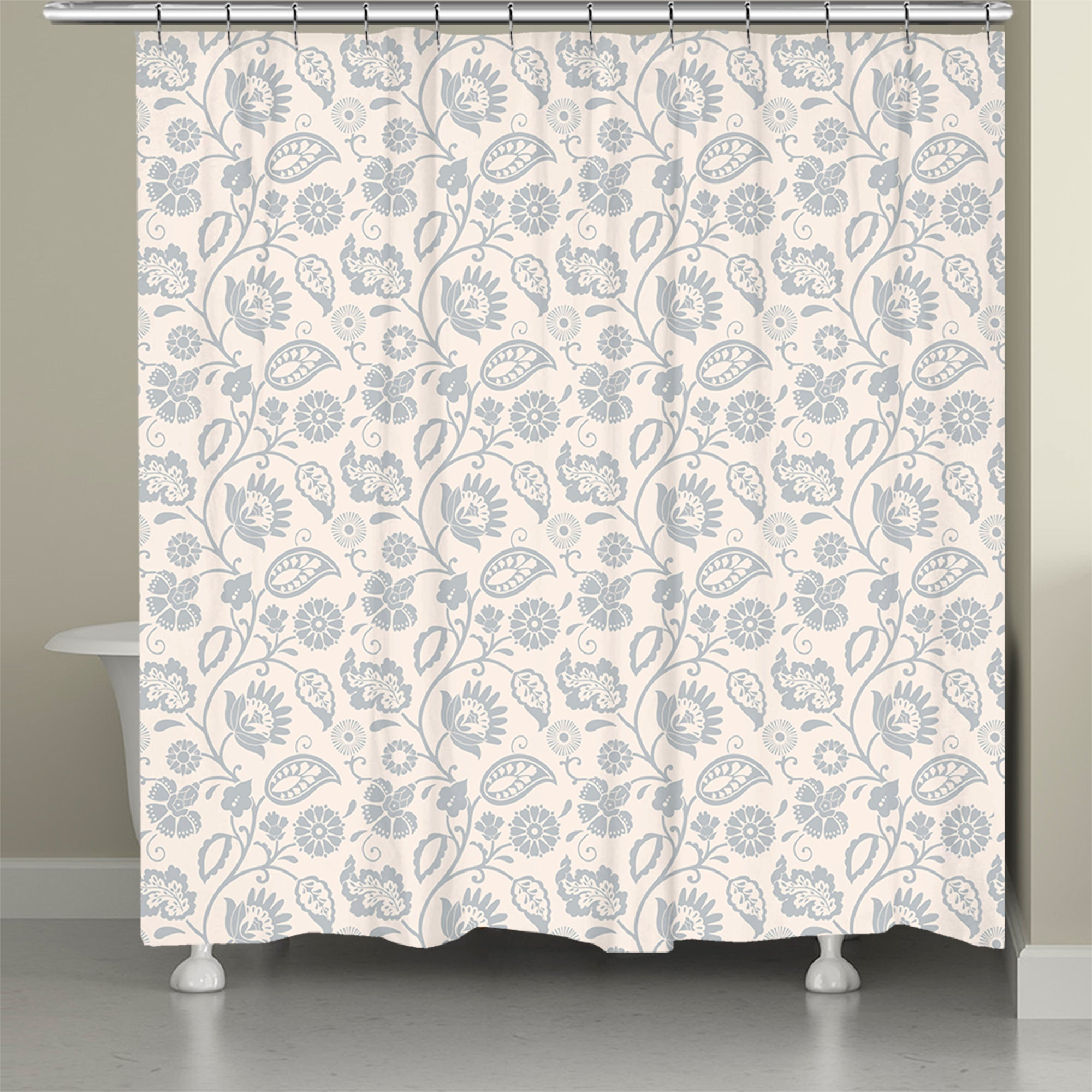 kathy ireland® HOME Bellini Floral Scroll Neutral Shower Curtain