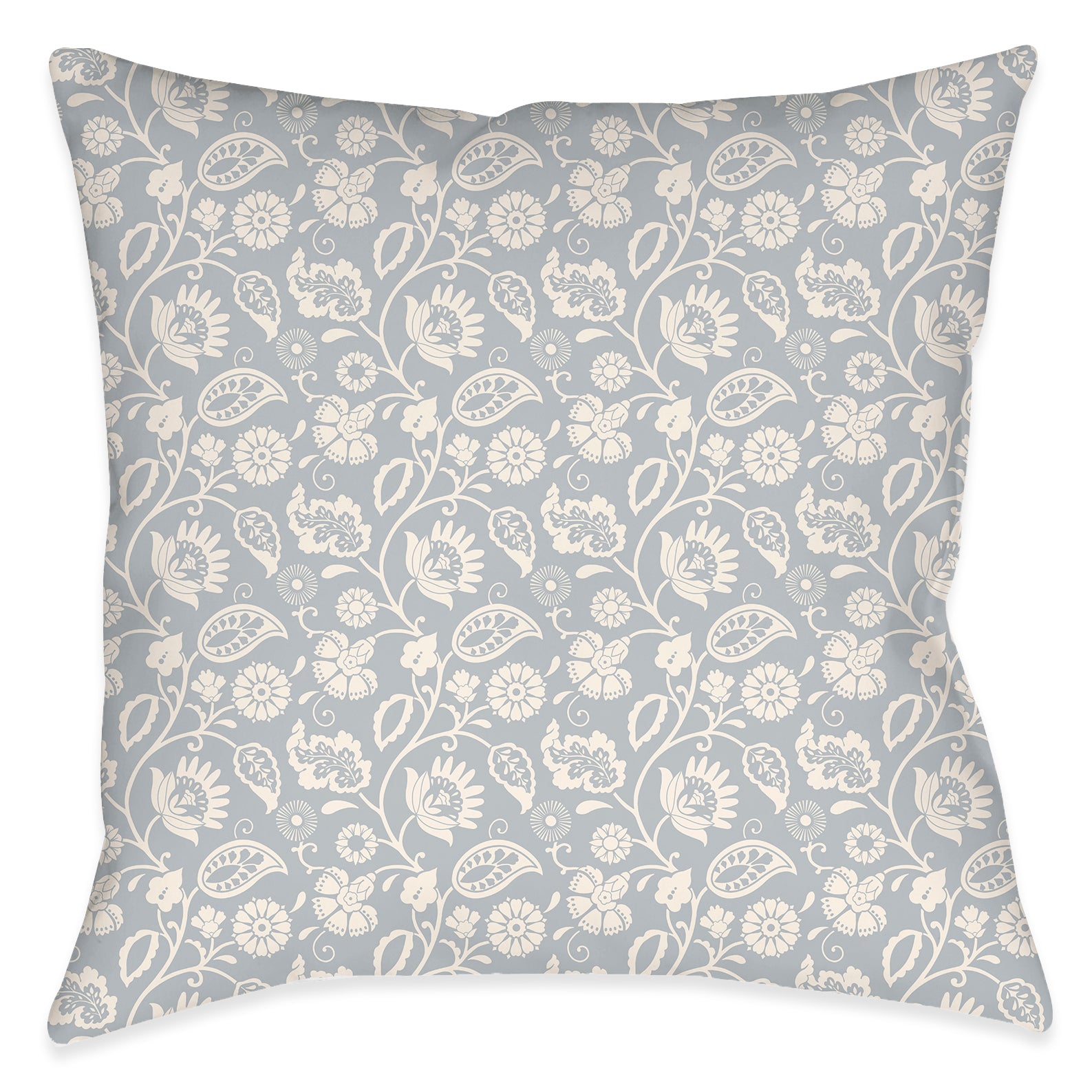 Bellini Floral Scroll Light Gray Outdoor Decorative Pillow