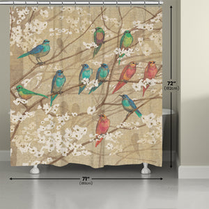 Birds and Blossoms Shower Curtain