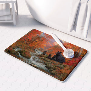 Black Bear Cabin Memory Foam Rug