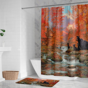 Black Bear Cabin Shower Curtain