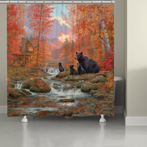 Black Bear Cabin Shower Curtain