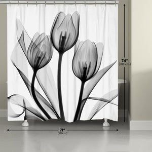 Monochromatic Black Tulips Shower Curtain