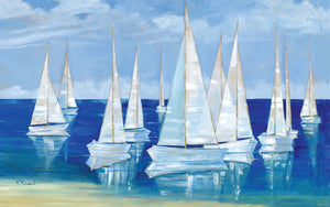 Blanco Beach Sailboats Anti-Fatigue Kitchen Mat