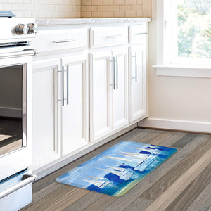 Blanco Beach Sailboats Anti-Fatigue Kitchen Mat