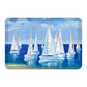 Blanco Beach Sailboats Anti-Fatigue Kitchen Mat