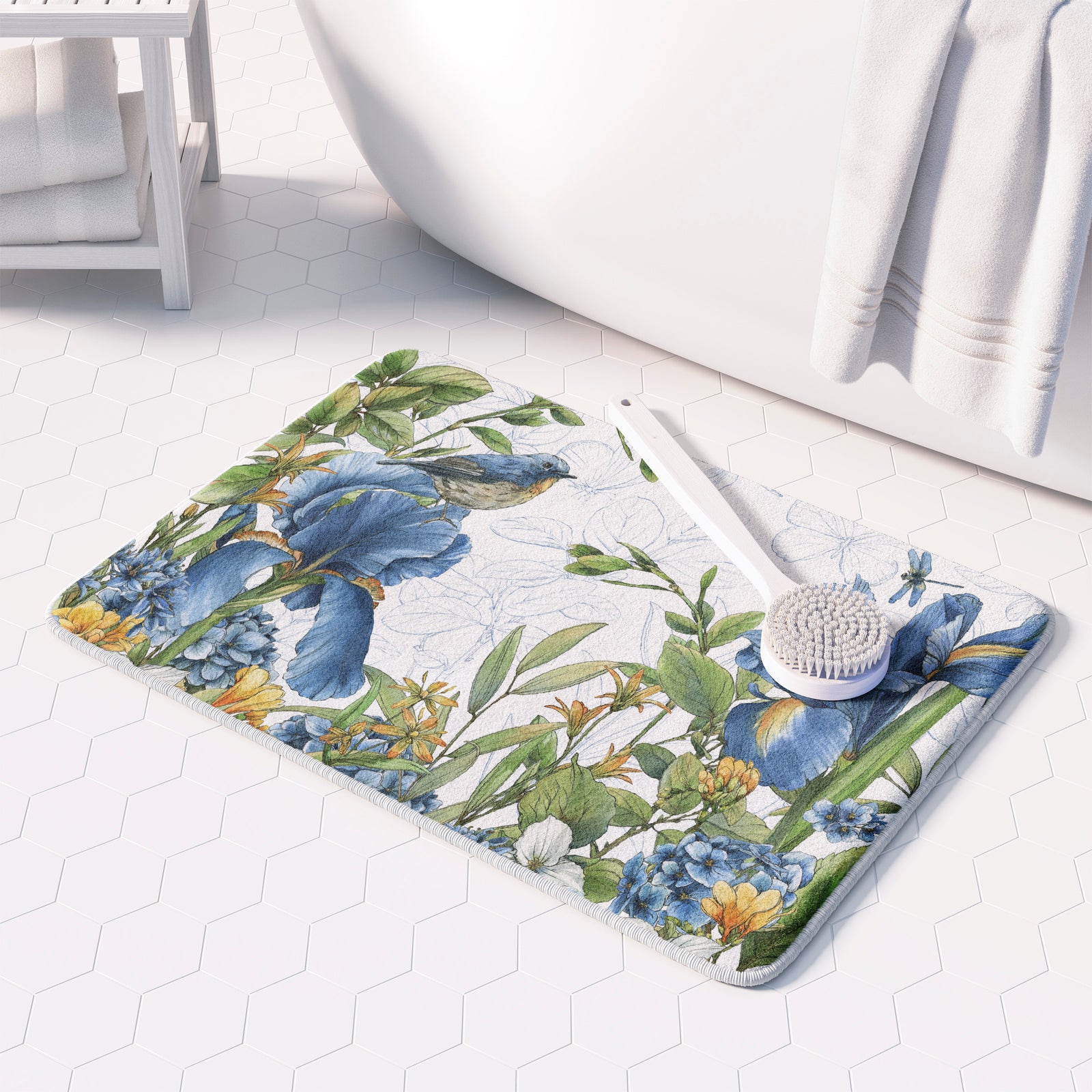 Blue Botanica Memory Foam Rug
