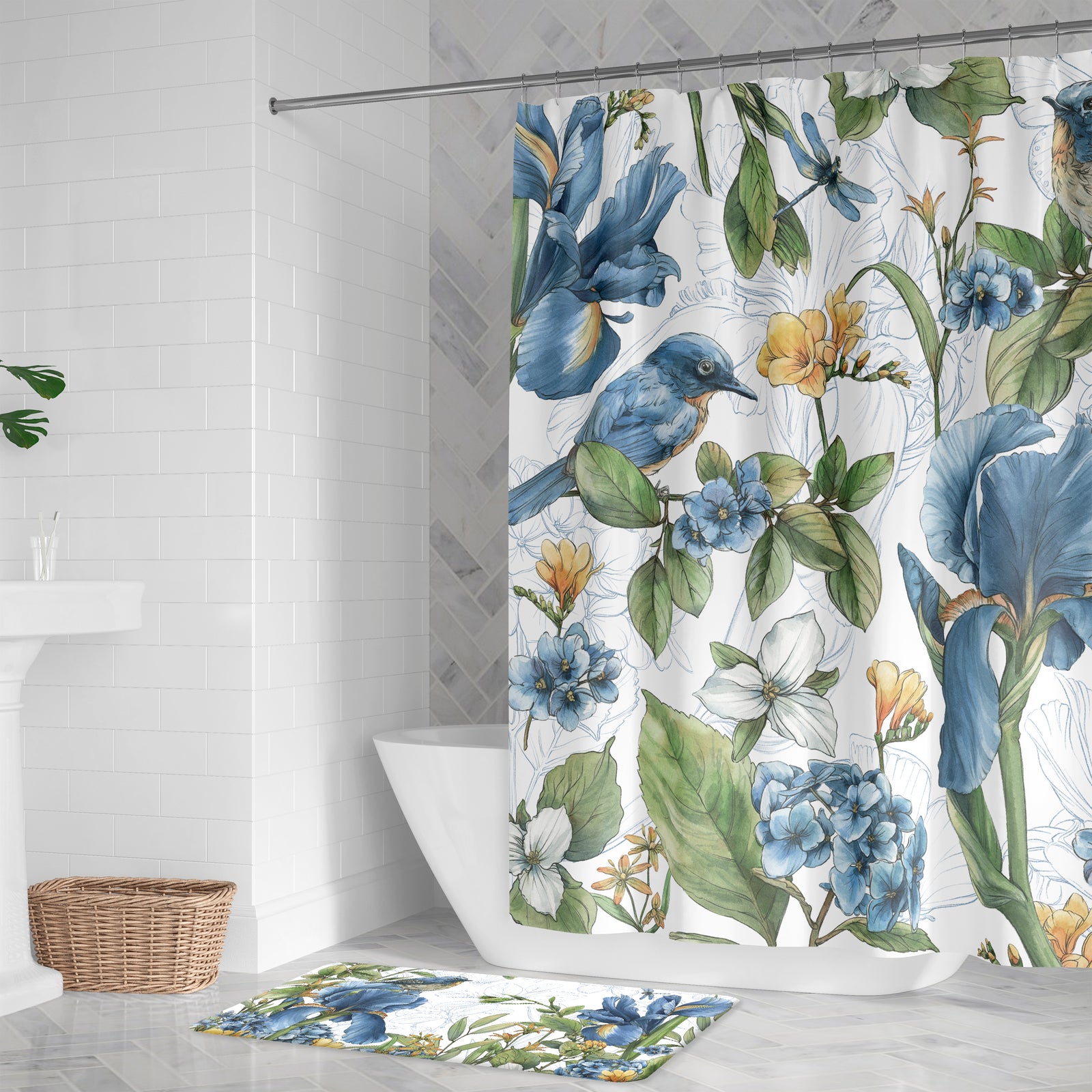 Blue Botanica Shower Curtain