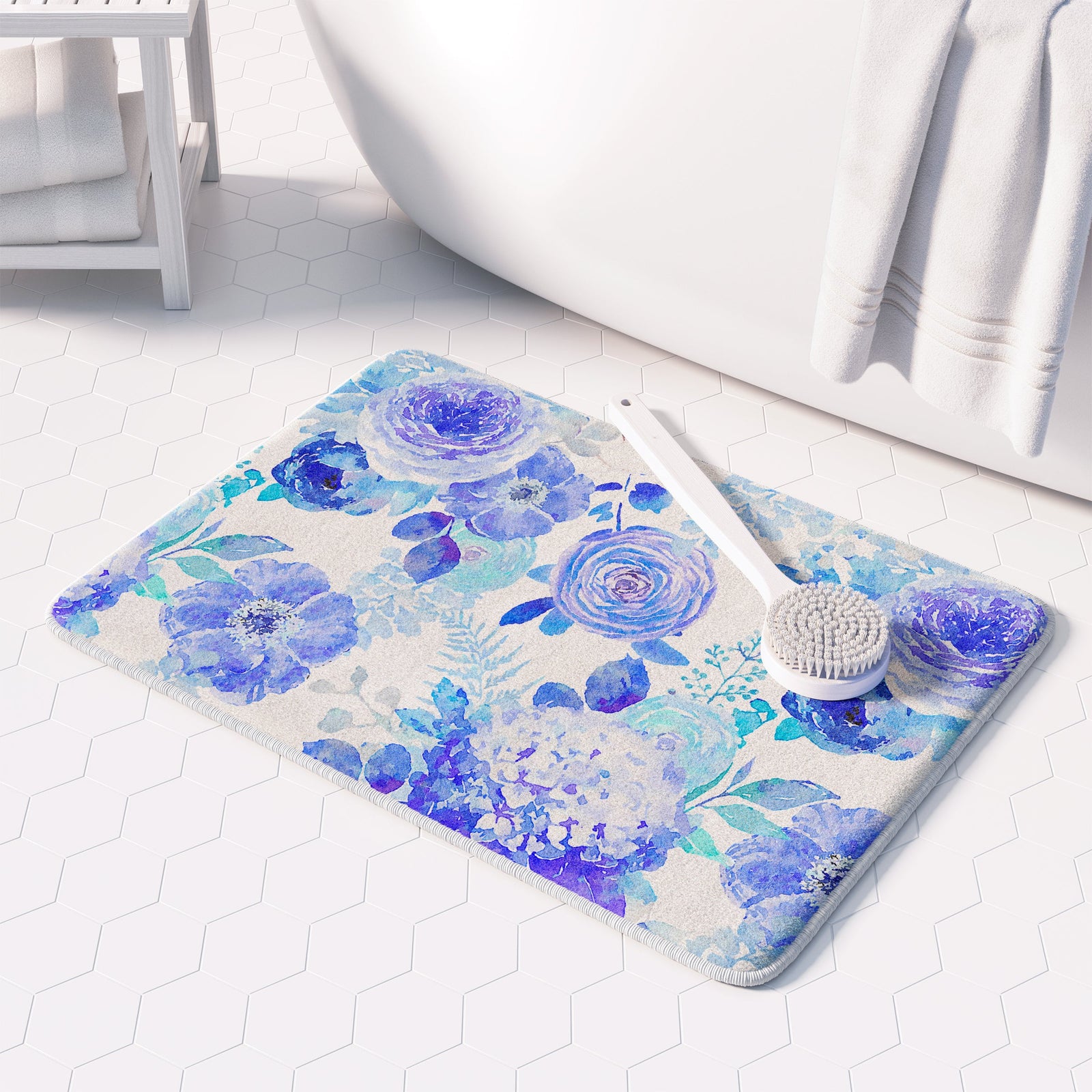 kathy ireland® HOME Blue Delft Floral Memory Foam Rug