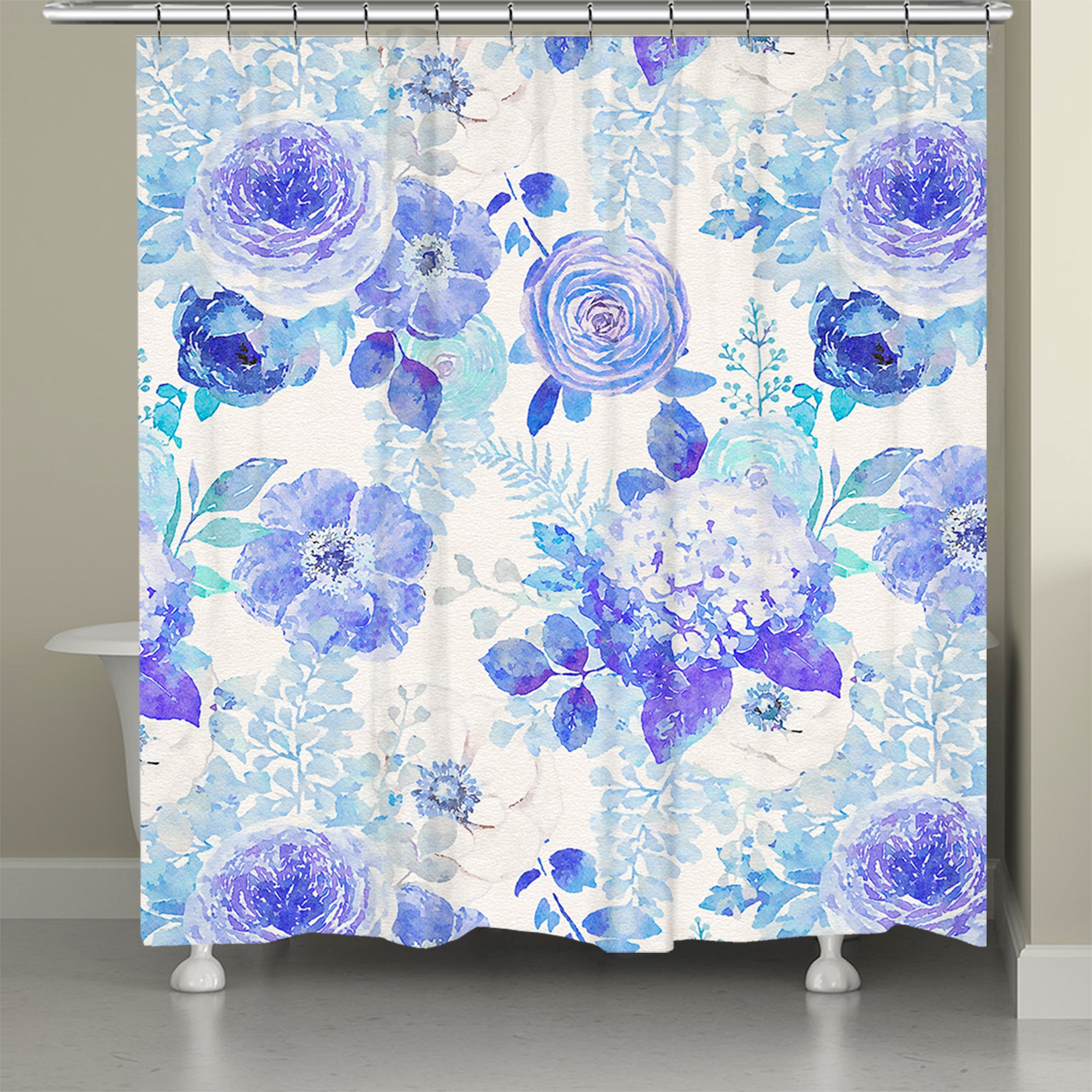 kathy ireland® HOME Blue Delft Floral Shower Curtain