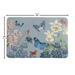 Flutter and Bloom Blue Memory Foam Rug