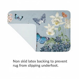 Flutter and Bloom Blue Memory Foam Rug