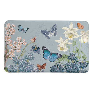 Flutter and Bloom Blue Memory Foam Rug