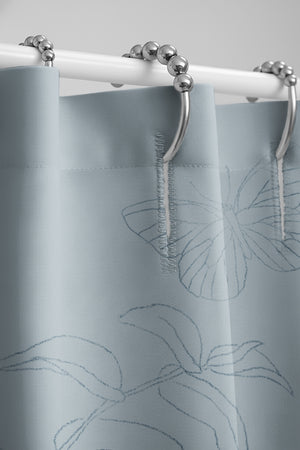 Flutter and Bloom Blue Shower Curtain