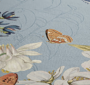 Flutter and Bloom Blue Shower Curtain
