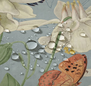 Flutter and Bloom Blue Shower Curtain